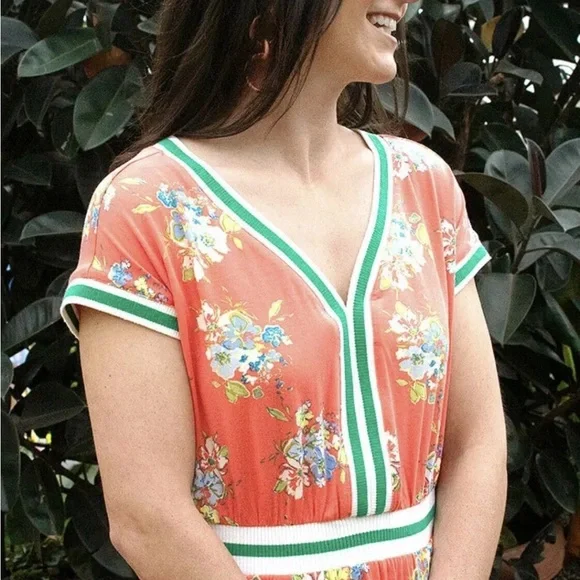 Matilda Jane Lets go together At Ease Maxi Dress Coral Floral Pockets Medium - Picture 3 of 9